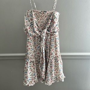 Naturally Yours Floral Mini Dress (Ivory/Pink/Blue) - Small